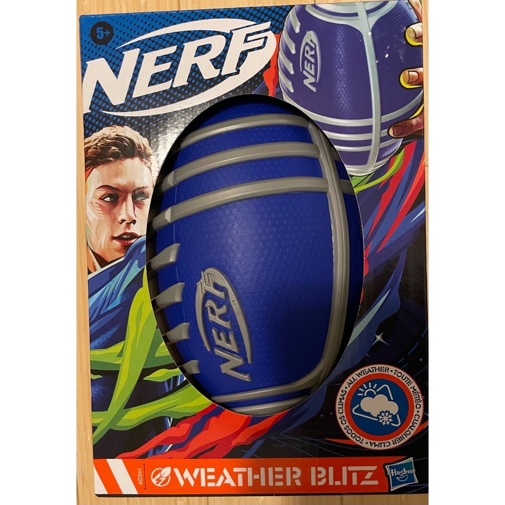 New! NERF Weather Blitz Football - Blue and Silver